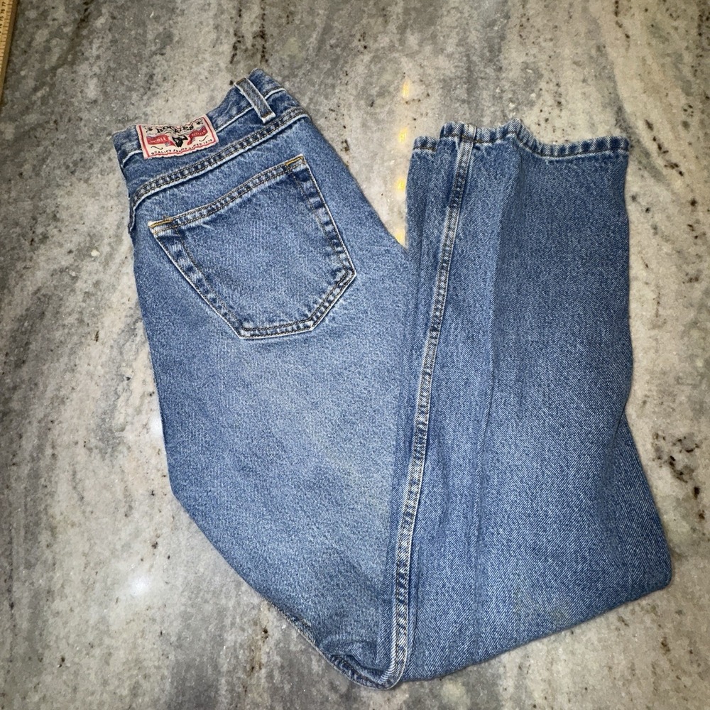 VTG Rockies Straight Leg Women's 13R Slim Jeans 33x30 Logo Distressed Western
